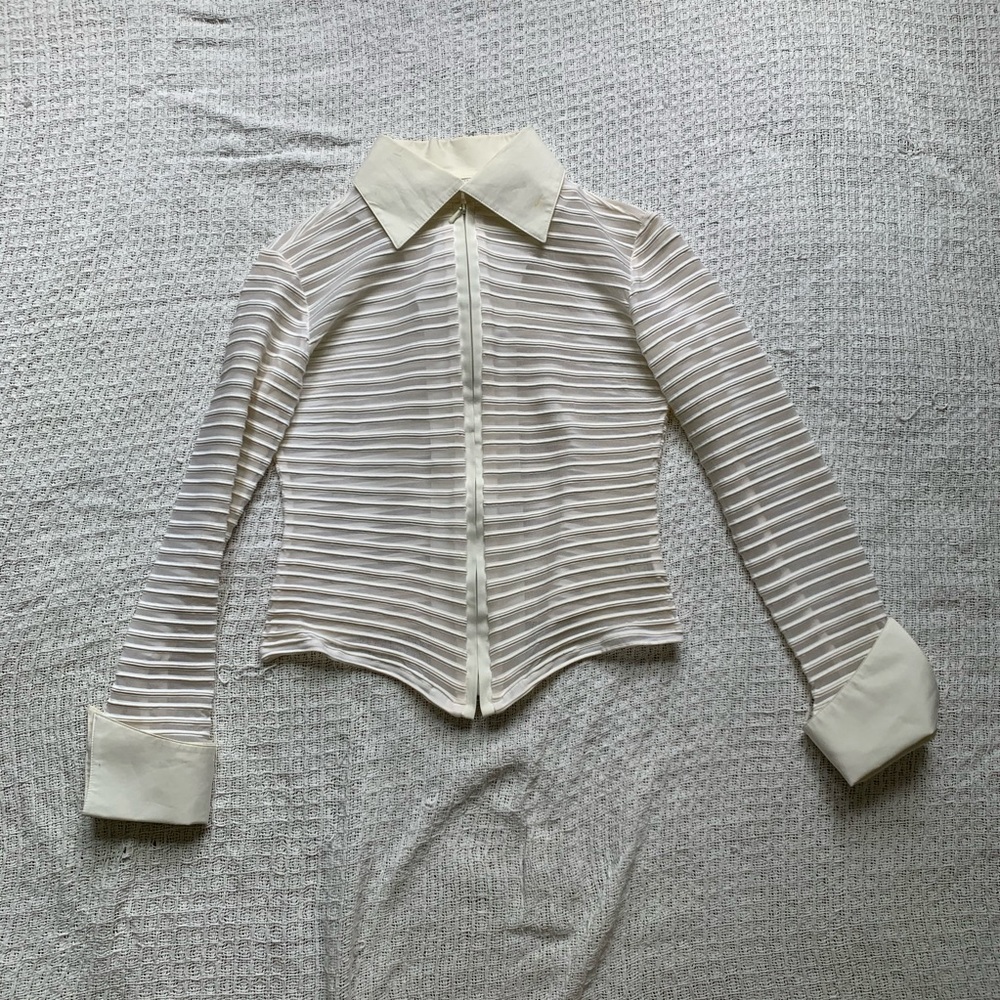 Rayure Paris Zip-Up Sheer Blouse